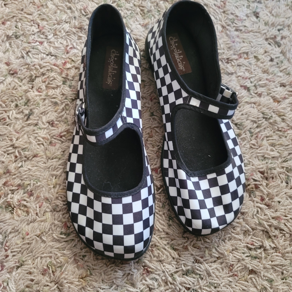 Checkered Hot Chocolate Mary Jane Shoes